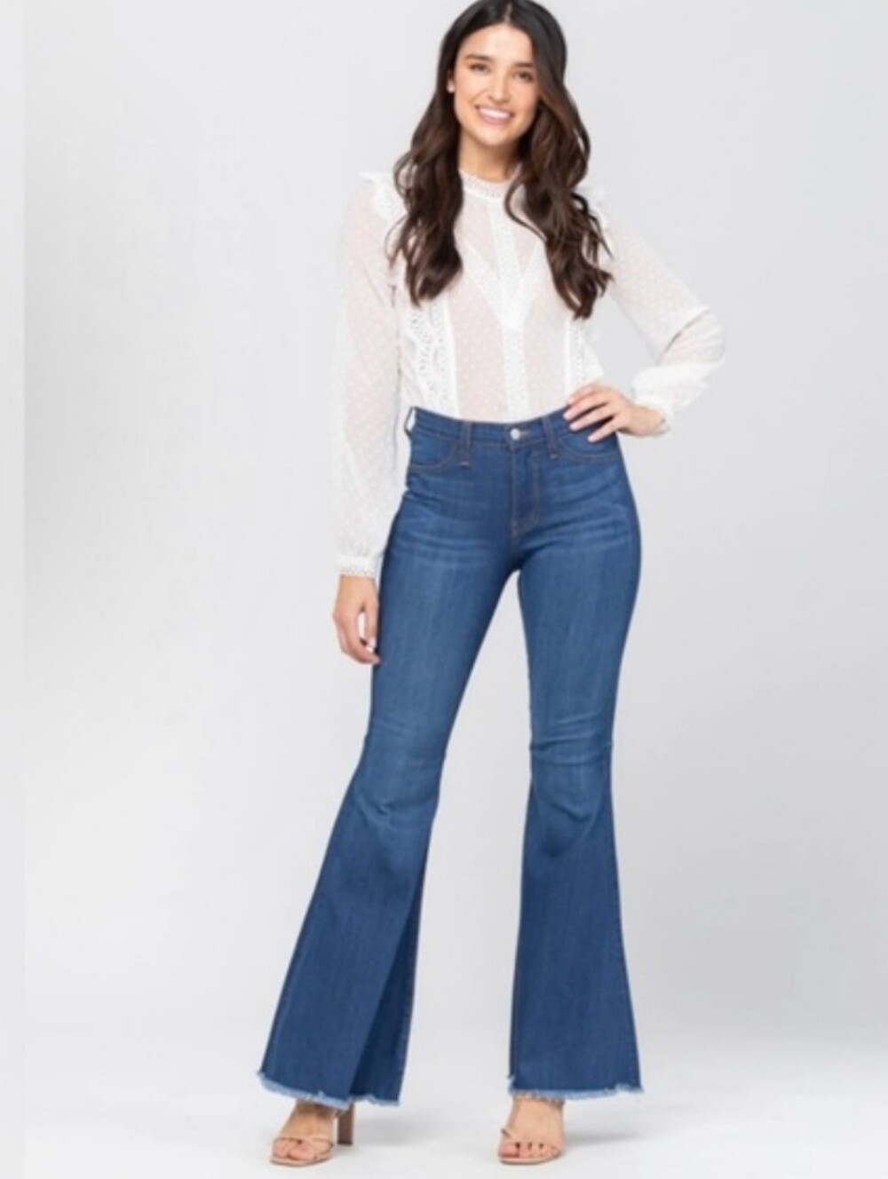 Judy Blue Retro Extreme Highrise Bell 70's Bottom Flare Jeans Size 7/28